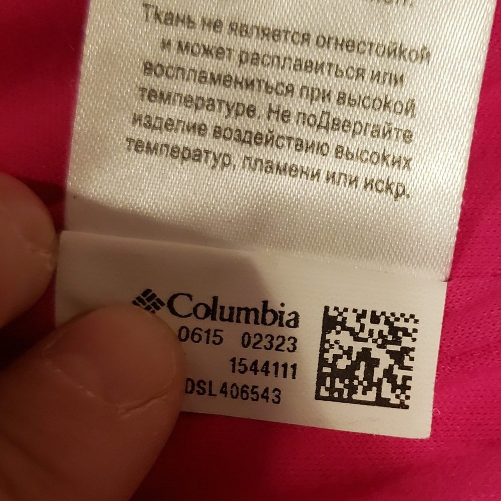 Columbia Girl's Pink Blue Grey Camo Print White Polka Dot Hooded Fleece Jacket L - Picture 7 of 12